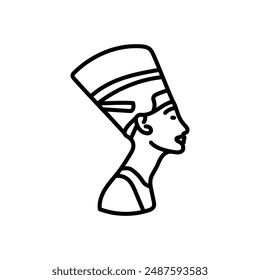 Reina Nefertiti Icono de contorno, Ilustración vectorial