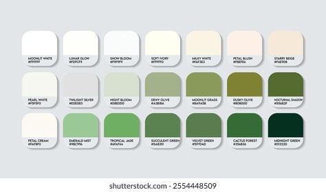 Queen of the Night Flower Color Palette, Queen of the Night Flower Color Guide Palette with Color Names. Catalog Samples of Queen of the Night colors with RGB HEX code. Fashion Trend white color tones