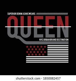 queen nyc design typography vector illustration for print