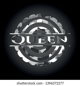 Queen on grey camo texture