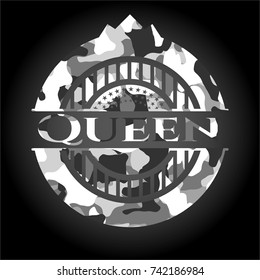 Queen on grey camo texture