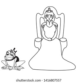 queen on throne with toad prince characters