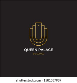 Queen palace building vector logo
