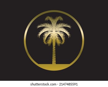 queen palm logo templates in gold. premium design for brand