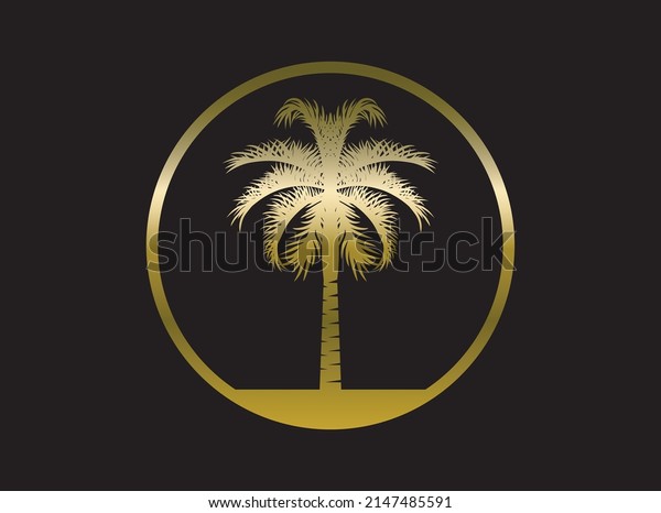 queen palm logo templates in gold. premium design\
for brand