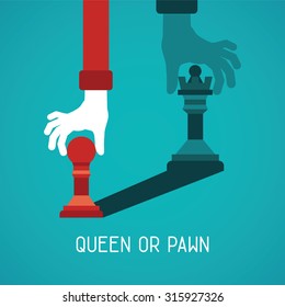 Queen or pawn abstract vector concept in flat style