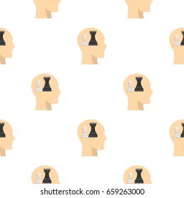 Queen and pawn chess inside human head pattern seamless for any design vector illustration