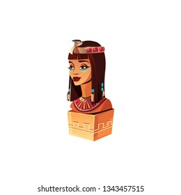 queen pharaoh statue cartoon vector on a white background