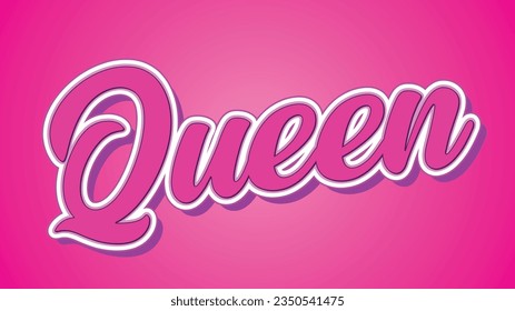 Queen Pink colors Modern text effect vibrant color. 3D Text effect style template. 3D fonts vector files