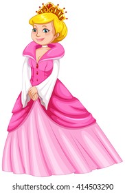 Queen in pink dress illustration