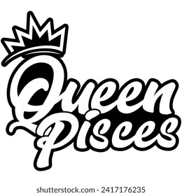 Queen-Piss, schwarze Vektorgrafik-Design und Schnittdatei