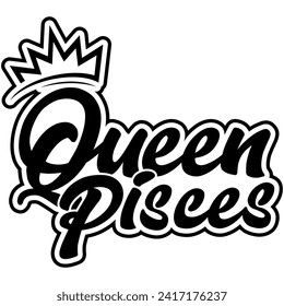 Queen-Piss, schwarze Vektorgrafik-Design und Schnittdatei