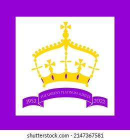 Queen platinum jubilee 2022 vector clipart illustration. Elizabeth platinum jubilee. Crown banner. British queen greeting poster. Reign of queen svg
