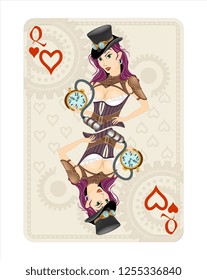 queen playing card heart sign symbol game isolated girl lady style character