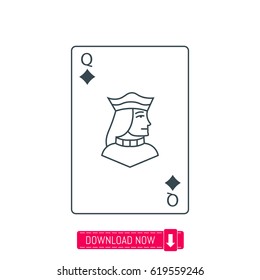 Queen playing card icon, vector