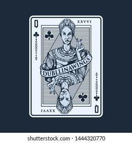 queen playing card illustration template
