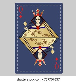 Queen Playing Card in modern style Original design.