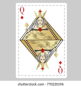 Queen Playing Card in modern style Original design.