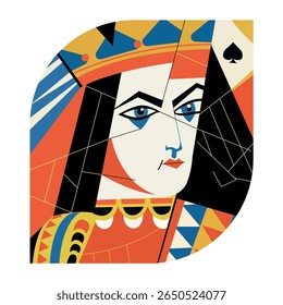 Ilustración de retrato de reina en estilo plano
