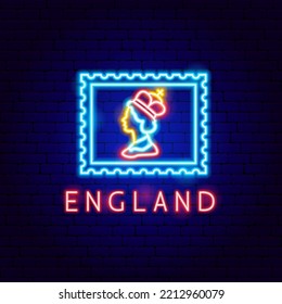 Queen Postal Great Britain Neon Label. Vector Illustration of Country National Promotion.