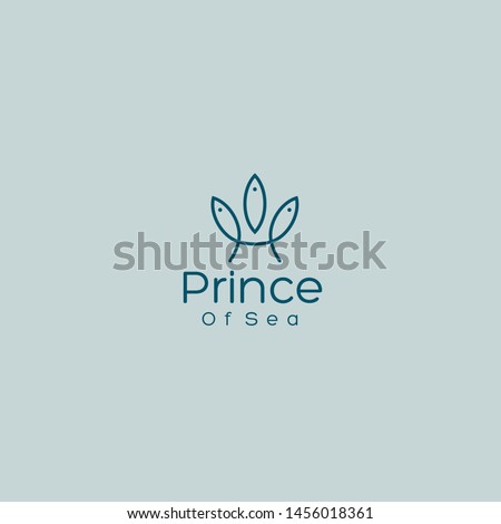 Queen Or Princess Crown Logo Design Inspiration With Fish Illustration