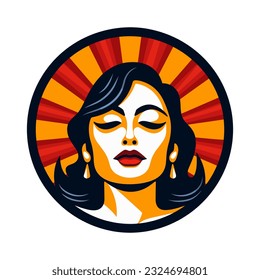 Queen princess girl hand drawn logo design illustration Expressive, vibrant, cultural artwork celebrating the strength and beauty of Chicano heritage. Unique, captivating, and meaningful