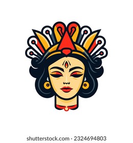 Queen princess girl hand drawn logo design Artistic representation of Chicano pride and identity. Rich in symbolism, this illustration conveys heritage, beauty, and empowerment