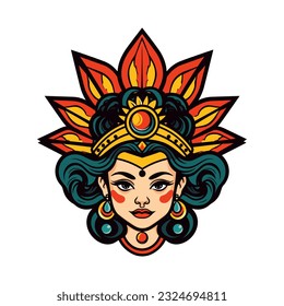 Queen princess girl logo design illustration A fusion of art and culture, capturing the spirit and resilience of the Chicano community. Bold, empowering, and visually striking