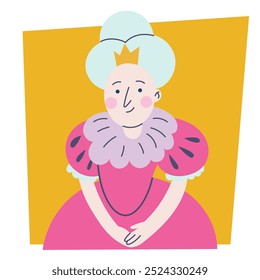 Rainha, princesa imagem em plano, estilo desenhos animados doodle