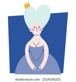 Reina, princesa Imagen en estilo plano, dibujo animado doodle
