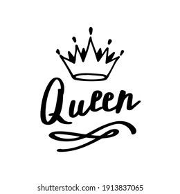 Inscription Queen Sketch Crown Stock Vector (Royalty Free) 1494006014