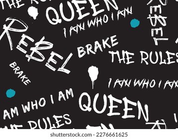 Queen Rebel Street Graffiti Art Seamless Pattern