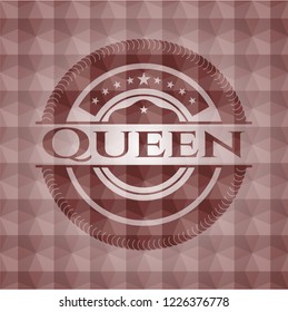 Queen red seamless emblem with geometric pattern.