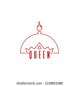 Queen restaurant logo. Grill logo with crown template design.