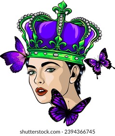 queen and roses. Symbol of a retro, queen, princess