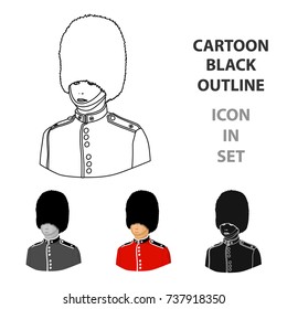 Queen s guard icon in cartoon style isolated on white background. England country symbol stock vector illustration.