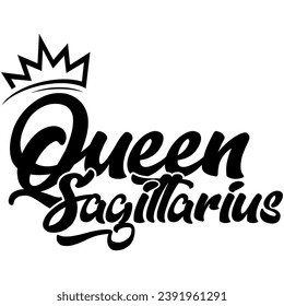 queen sagittarius black vector graphic design and cut file