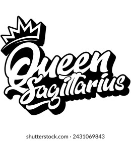 queen sagittarius black vector graphic design and cut file