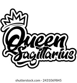 queen sagittarius black vector graphic design and cut file