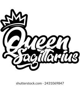 queen sagittarius black vector graphic design and cut file