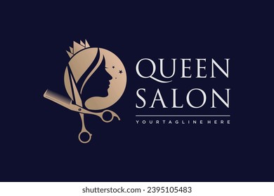 Elemento de diseño Queen Salon icono vector con concepto creativo único