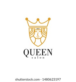 queen salon logo template design vector