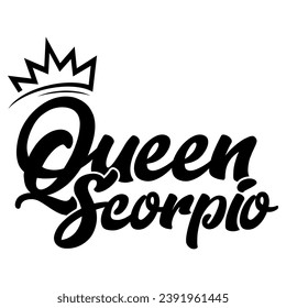 queen scorpio black vector graphic design and cut file