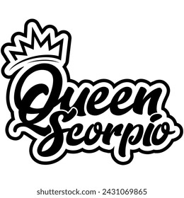 queen scorpio black vector graphic design and cut file