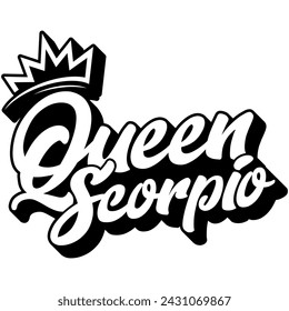 queen scorpio black vector graphic design and cut file