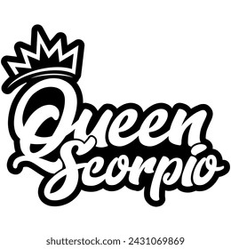 queen scorpio black vector graphic design and cut file