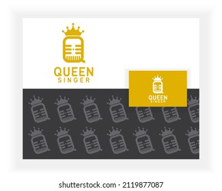 queen singer logo design template vector illustration
