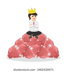 The queen sitting on ruby design character on white background