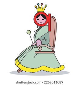 Queen sitting on a throne vector and illustration.