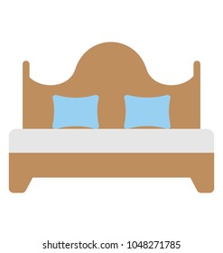 
Queen size double bed with bed cover and two pillows 
